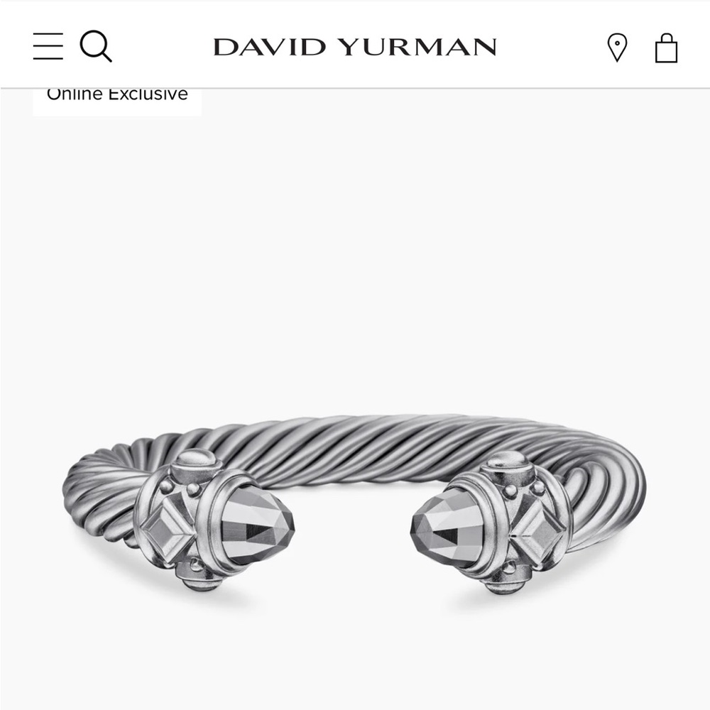 David Yurman 10mm Light Gray Aluminum Limited Renaissance Cuff Bracelet 6”